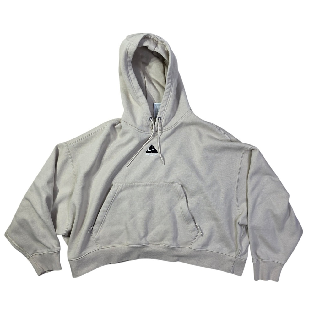 Nike Women ACG Therma-FIT Tuff Knit Fleece Hoodie DQ5807 Beige Size Large